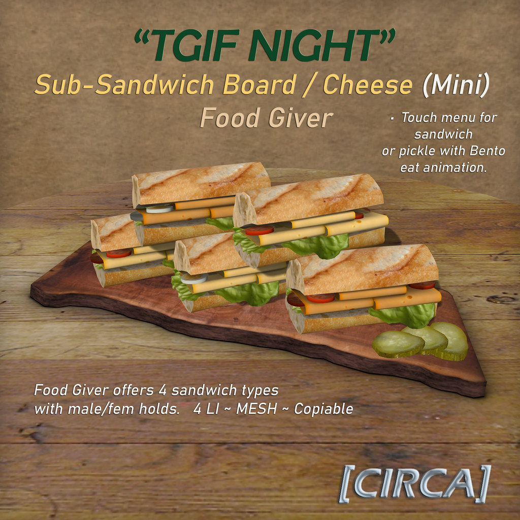 [CIRCA] – "TGIF Night" Sub-Sandwich Board – Cheese