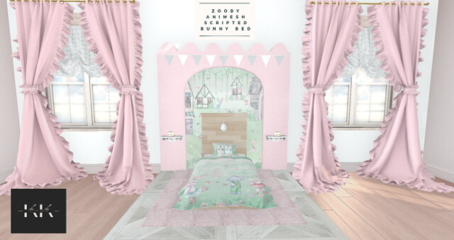 {KK} Zooby Animesh ~ Pink/Teal Bunny Bed