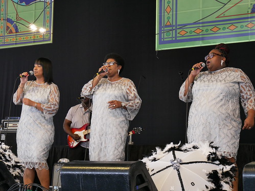 New Orleans Spiritualettes in the Gospel Tent at Jazz Fest - May 1, 2022. Photo by Louis Crispino.