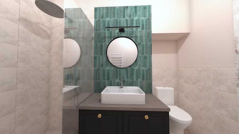 Fürdőszoba, Parádsasvári villa - belsőépítész tervezés