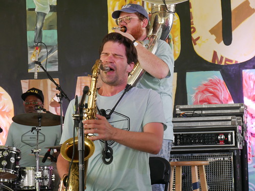 James Martin with Soul Brass Band at Jazz Fest on May 1, 2022. Photo by Louis Crispino.