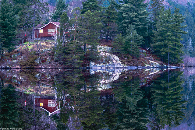 Cottage reflections on Buck Lake.