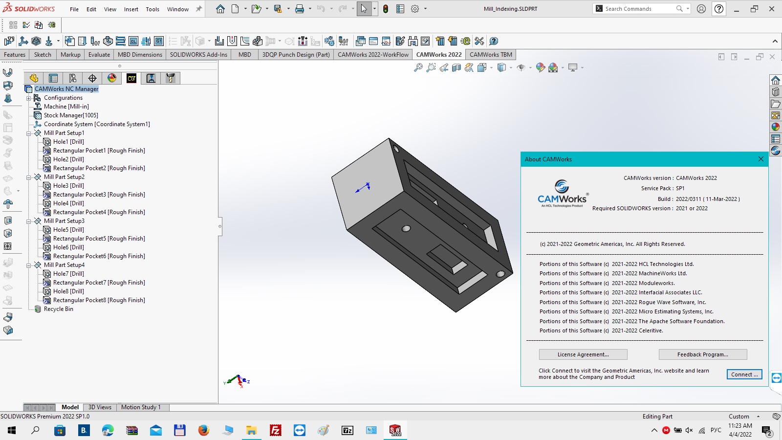 Working with CAMWorks 2022 SP1 for SolidWorks 2021-2022 full