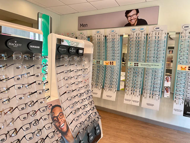 Looking for new glasses at the optician