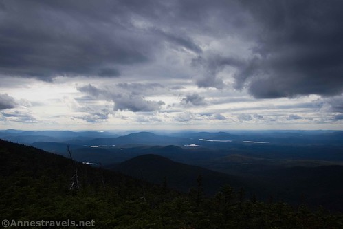 Clouds to the west over Long Lake and beyond from near Santanoni Peak, High Peaks Wilderness, New York