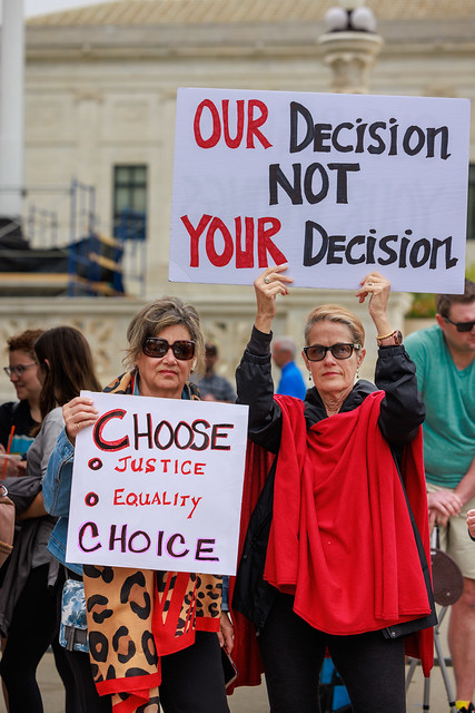 Demonstrators gather at the US Supreme Court on May 4, 2022 after the publication of a leaked draft of a Supreme Court opinion that would overturn Roe v. Wade.