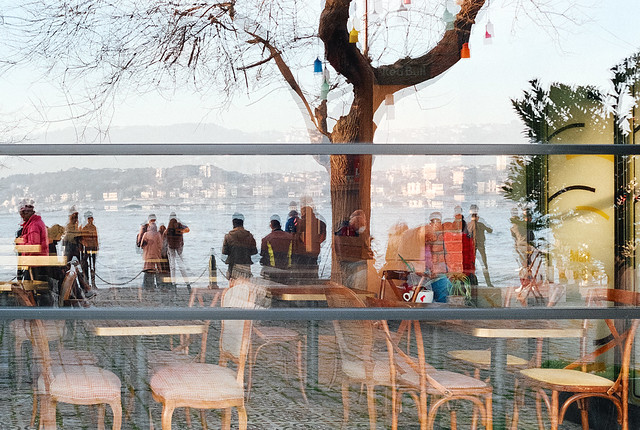 Istanbul. Cafe on a picturesque square near the shore of the Bosphorus-2.