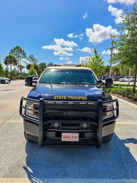 Florida Highway Patrol Ford F150 Police Responder Commercial Vehicle Enforcement unit 2949. This is the only one with a topper on the bed of the unit.