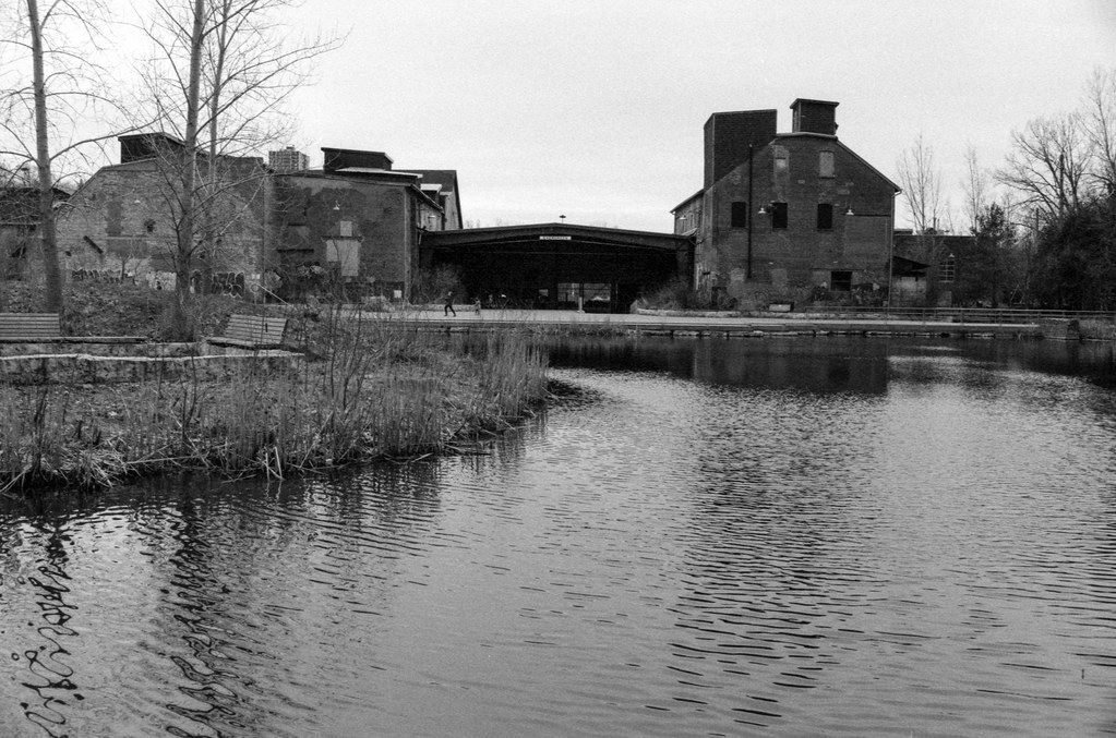 Brickworks from the other side of the Pond