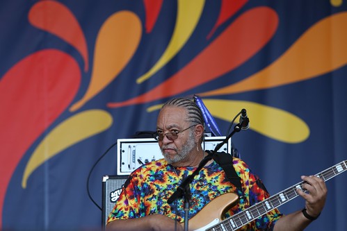 George Porter, Jr. with Voice of the Wetlands All-Stars at Jazz Fest 2022. Photo by Michele Goldfarb.