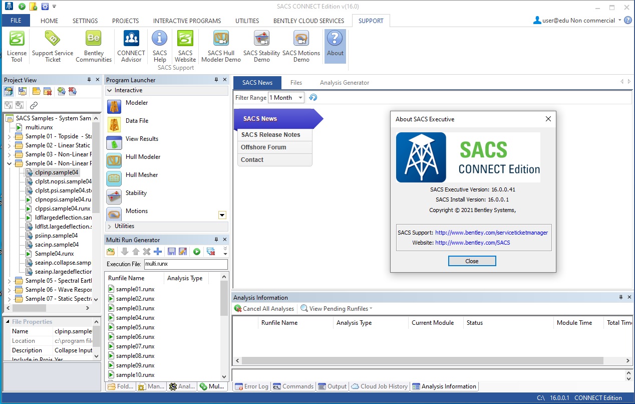 Working with Bentley SACS CONNECT Edition 16.0 full license