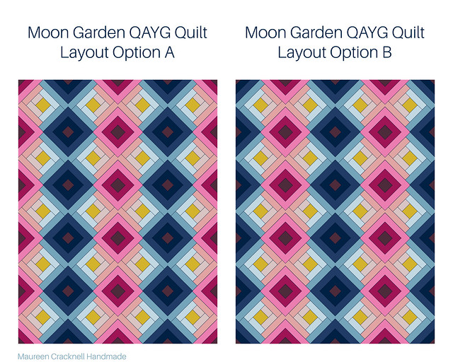Moon Garden QAYG Quilt Layout Options