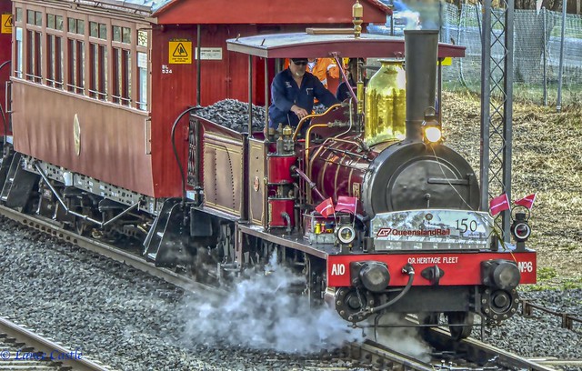Steam train. Queensland Rail 1876 Heritage steam train A10 no 6 at Rosewood Railway Station. Queensland.