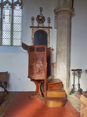 pulpit and Russell memorial, 1617