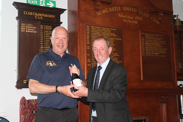 Peter Whybrow Capt. Ravensworth GC Nearest Pin Prize from NDGL Chairman Marcus Chisholm