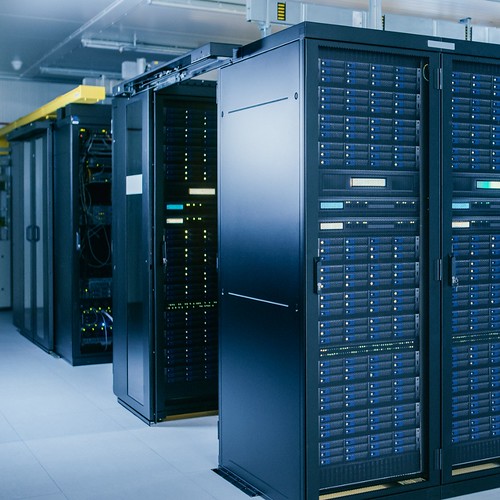 A large supercomputer located in a server room