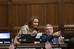 State Rep. Nicole Klarides-Ditria and Rep. Tim Ackert during a session day in the General Assembly.