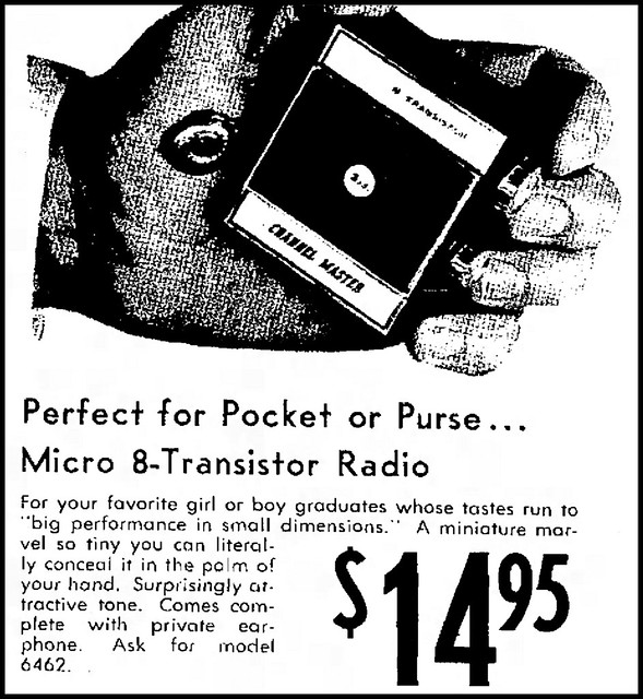 Vintage Advertising For The Channel Master Model 6462 Micro Transistor Radio In An Ames Stationers Store Ad In The Ames Iowa Daily Tribune Newspaper, January 3, 1967