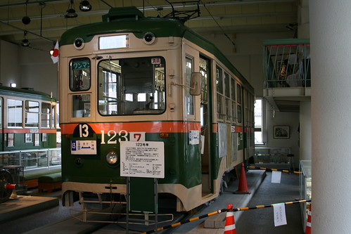 Sendai Municipal tram moha100 series in Sendai Tram Preservation Museum, Sendai, Miyagi, Japan / May 1, 2022