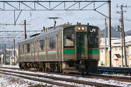 JR East 701 series(5500s) near Yamagata.Sta, Yamagata, Yamagata, Japan /April 30, 2022
