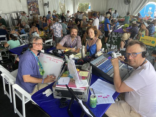 Michael Longfield, Andrew Grafe, Jennifer Brady, and George Ingmire on the live broadcast from Jazz Fest on May 5, 2022. Photo by Carrie Booher.