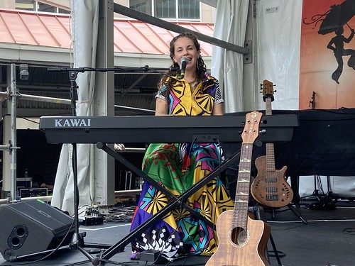Mikayla Braun on the Lagniappe Stage at Jazz Fest on May 5, 2022. Photo by Carrie Booher.