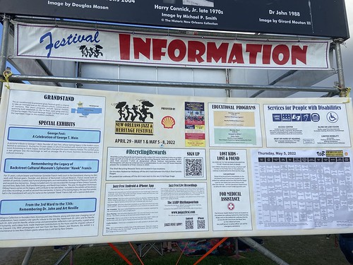 Information sign at Jazz Fest on May 5, 2022. Photo by Carrie Booher.