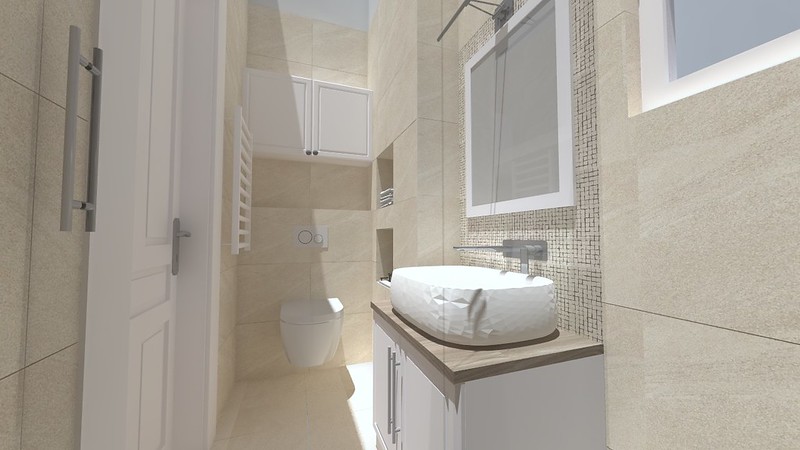 Hajós utcai fürdőszoba, lakás belsőépítészet
