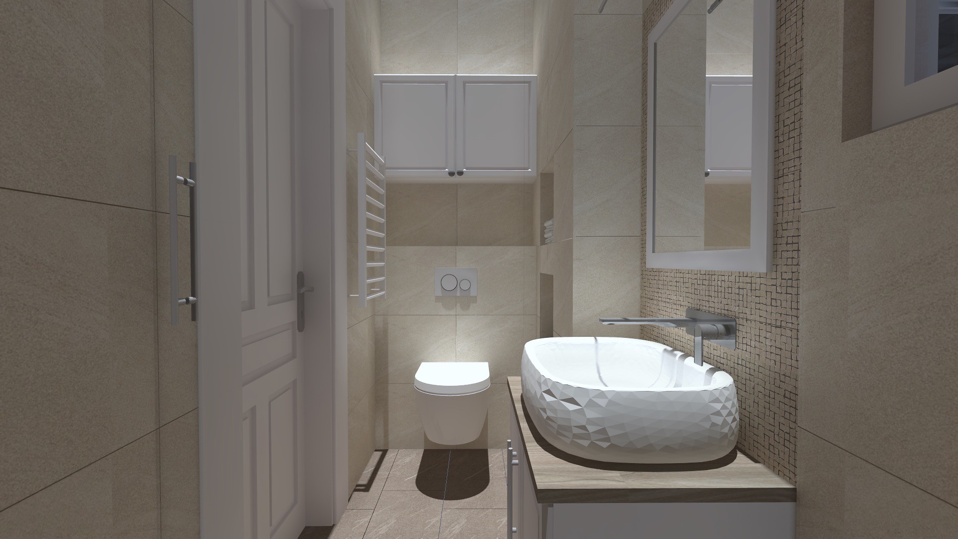 Hajós utca, luxus fürdőszoba - belsőépítészeti tervezés
