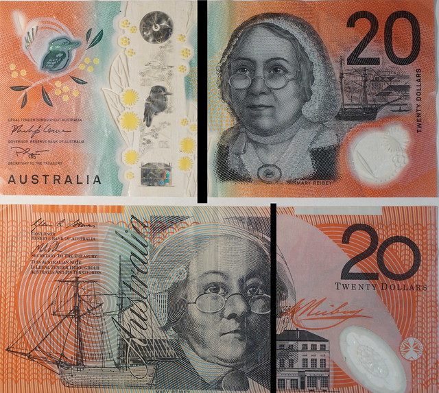 $20 Dollar Australian Notes with Mary Reibey