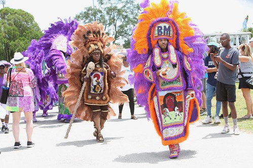 Black Mohawk Mardi Gras Indians at Jazz Fest. Photo by Michele Goldfarb.