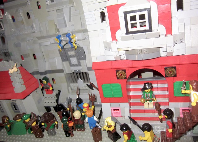 Classic Castle: when the great wall breach is near during the Barbarian Siege a Levy of ordinary able villages and city people prepare to join the fight on the inside of their capital city (Afol Moc LEGO build) Medieval toy collection