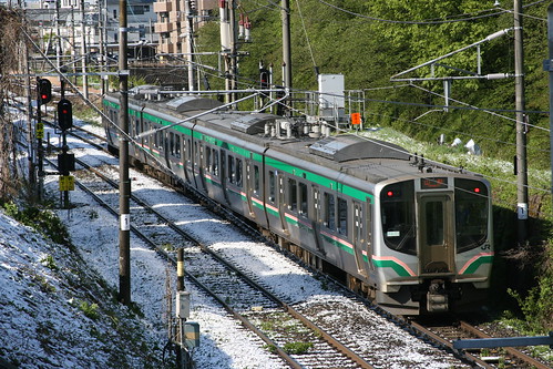 JR East E721 series(1000s) near Yamagata.Sta, Yamagata, Yamagata, Japan /April 30, 2022