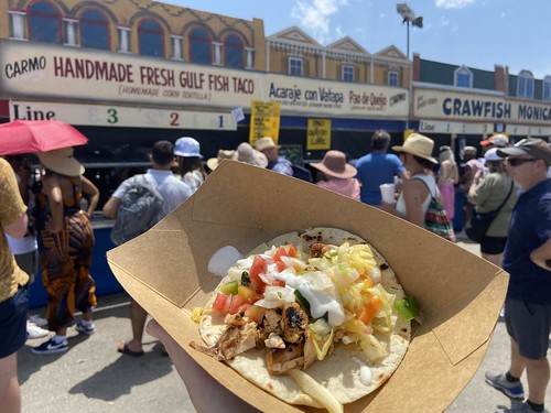 New food item: fish taco from Carmo at Jazz Fest - May 7, 2022. Photo by Carrie Booher.