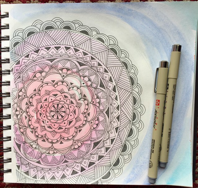 Gray and Pastel Mandala in Progress