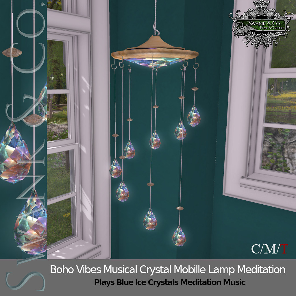 Swank & Co. Boho Vibes Musical Crystal Mobille Lamp Meditation