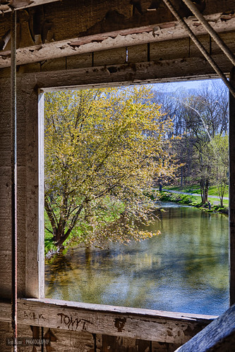 lehighparkway hdr spring landscape bogertscoveredbridge pennsylvania coveredbridge stream creek bridge allentown