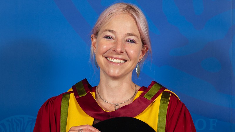 Photograph of Professor Roberts on receiving her honorary degree