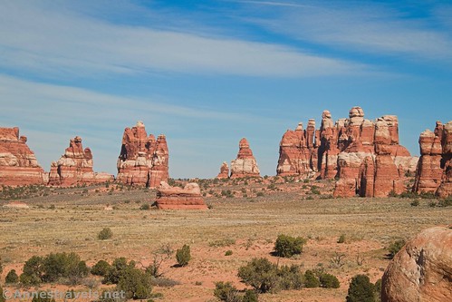 Spires on the north side of Chesler Park, Needles District, Canyonlands National Park, Utah