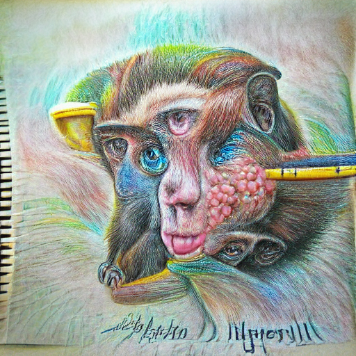 'a color pencil sketch of a monkey hyperdetailed' Multi-Perceptor VQGAN+CLIP v4