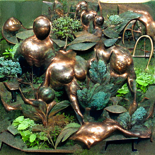 'a bronze sculpture of a garden' Multi-Perceptor VQGAN+CLIP v4
