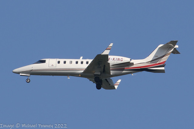 M-KING - 2004 build Bombardier LearJet 40, on approach to Runway 23R at Manchester