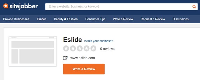 There are no comments about Eslide.com on SiteJabber, TrustPilot, or other review giants.