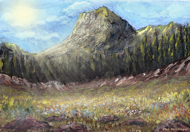 Acrylic Wildflowers in the Afternoon Sun (Landscape Painting) by Artist Dan Seitzinger - 4-12-22