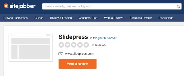 There are no comments about Slidepress.com on SiteJabber, TrustPilot, or other review giants.