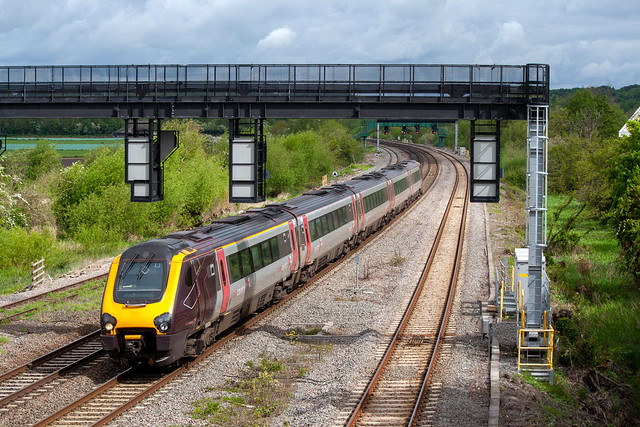 Arriva Cross Country Trains Voyager approaches Derby, May 2022