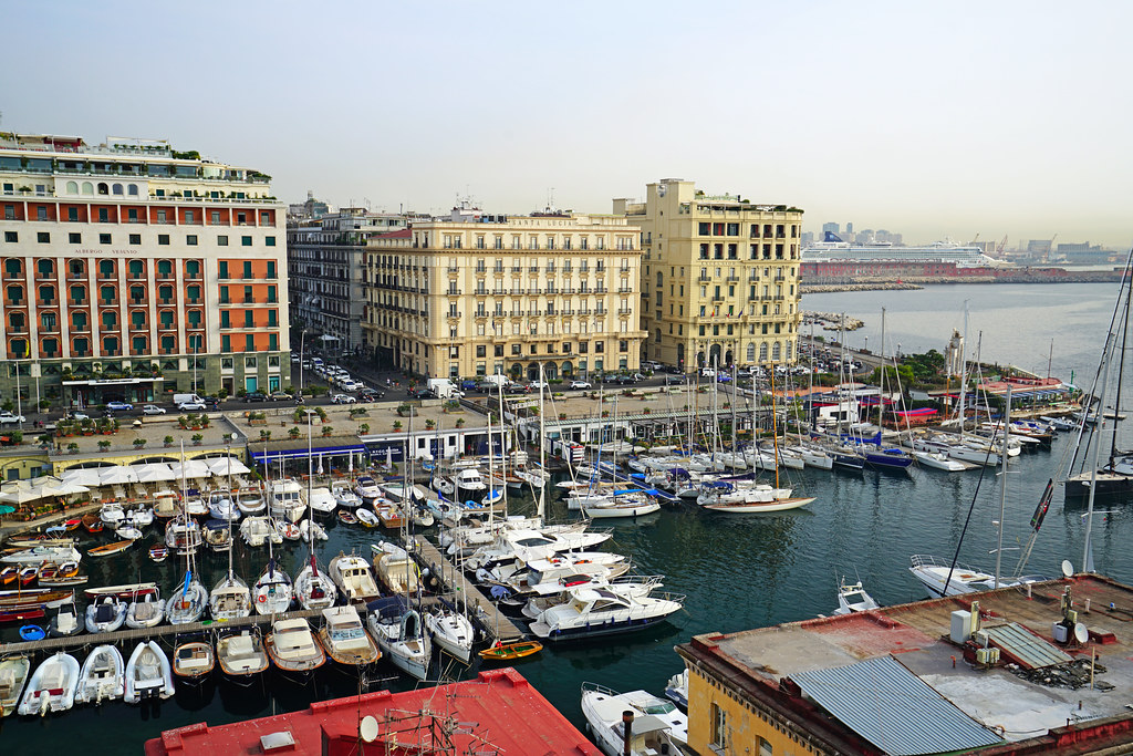 Port of Santa Lucia from Ovo Castle, Naples, Italy