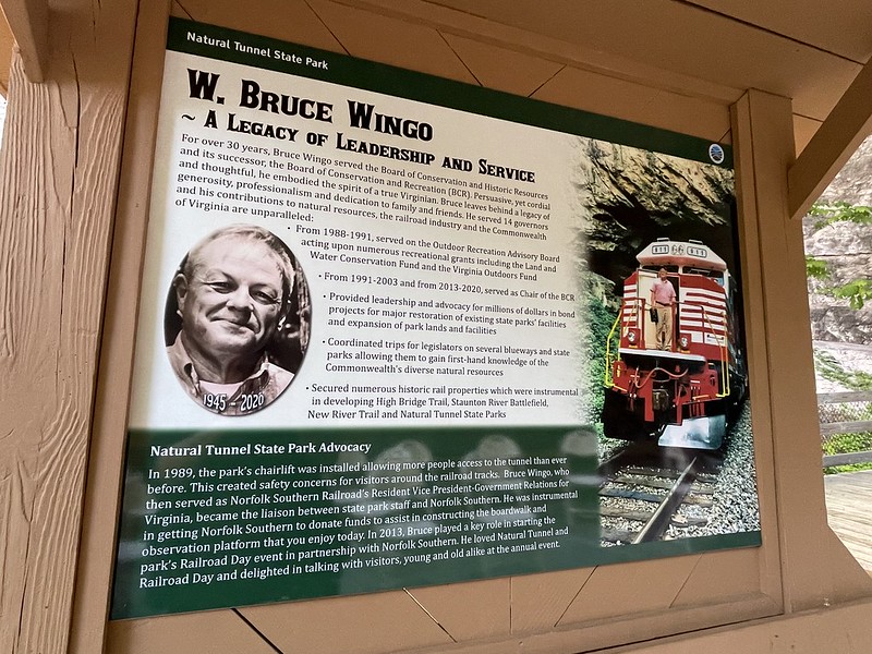 Wingo dedication board at the Natural Tunnel 