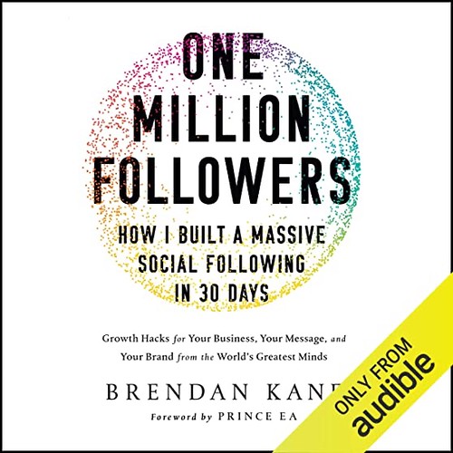 I’m listening to One Million Followers: How I Built a Massive Social Following in 30 Days by Brendan Kane, narrated by Brendan Kane on my Audible app. Try Audible and get it here: https://www.audible.ca/pd?asin=B07PPCFYH6&source_code=ASSORAP0511160006&sha