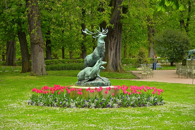 Deer Herd and lovers - Harde de Cerfs et les amoureux - Jardin du Luxembourg